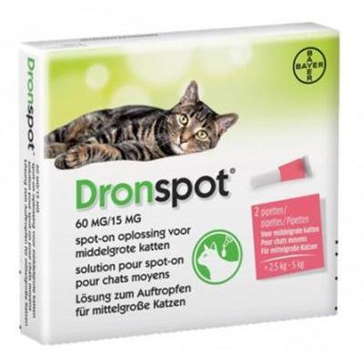 DRONSPOT für Mittelgroße Katzen 60/15mg  2 St. Lösung (2,5-5kg)