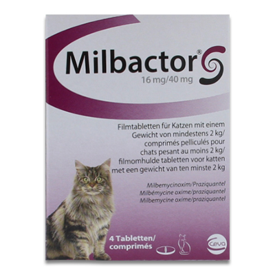 MILBACTOR Katze 16/40 mg 4 St. (2-12kg) Wurmkur
