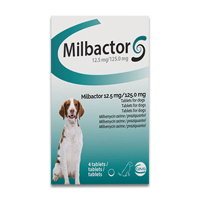 MILBACTOR Hund 12,5/125 mg 4 St. (5-75kg) Wurmkur