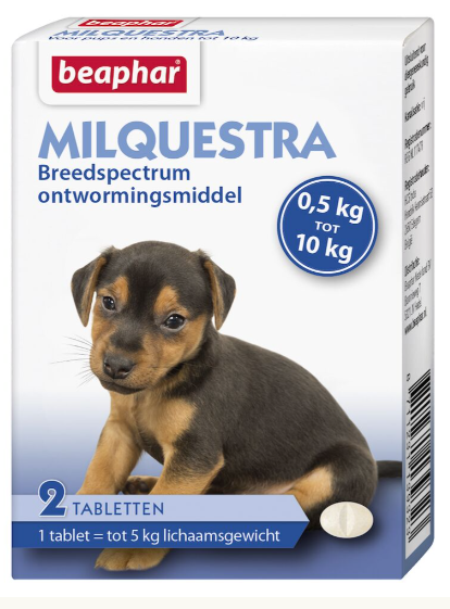 Beaphar Milquestra Entwurmungsmittel für kleine Hunde/Welpen, 2 Tabletten